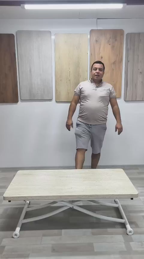 Video yükle: Juppo Akıllı Sehpa – Traverten MDF Üst &amp; Beyaz Metal Ayak
