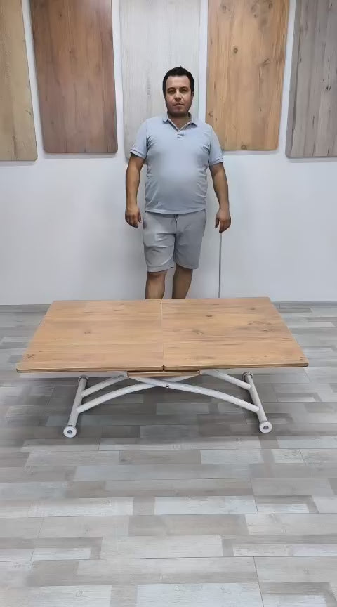 Load video: Smart Square Extending Table | EfesCam MDF &amp; White