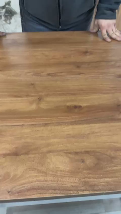 Load video: Oval Side-Opening Smart Table | Walnut MDF &amp; Chrome