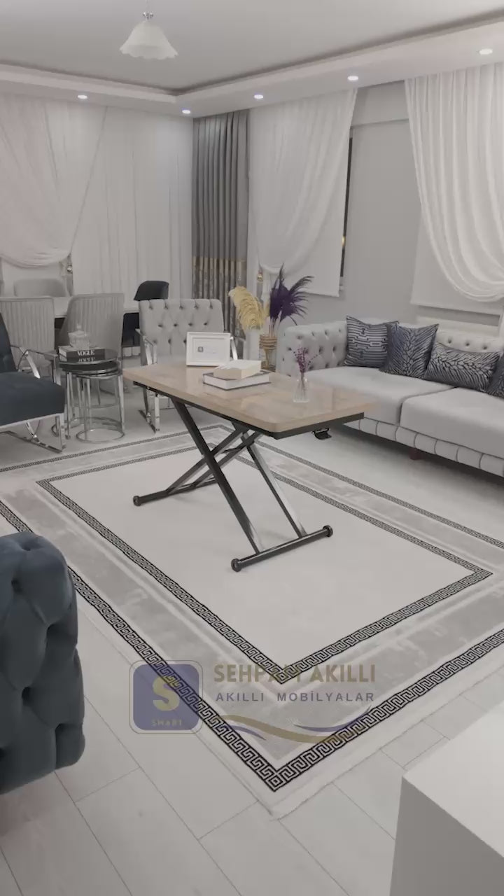 Load video: Home Smart Coffee Table – Antique Light MDF Top &amp; Black Metal Legs