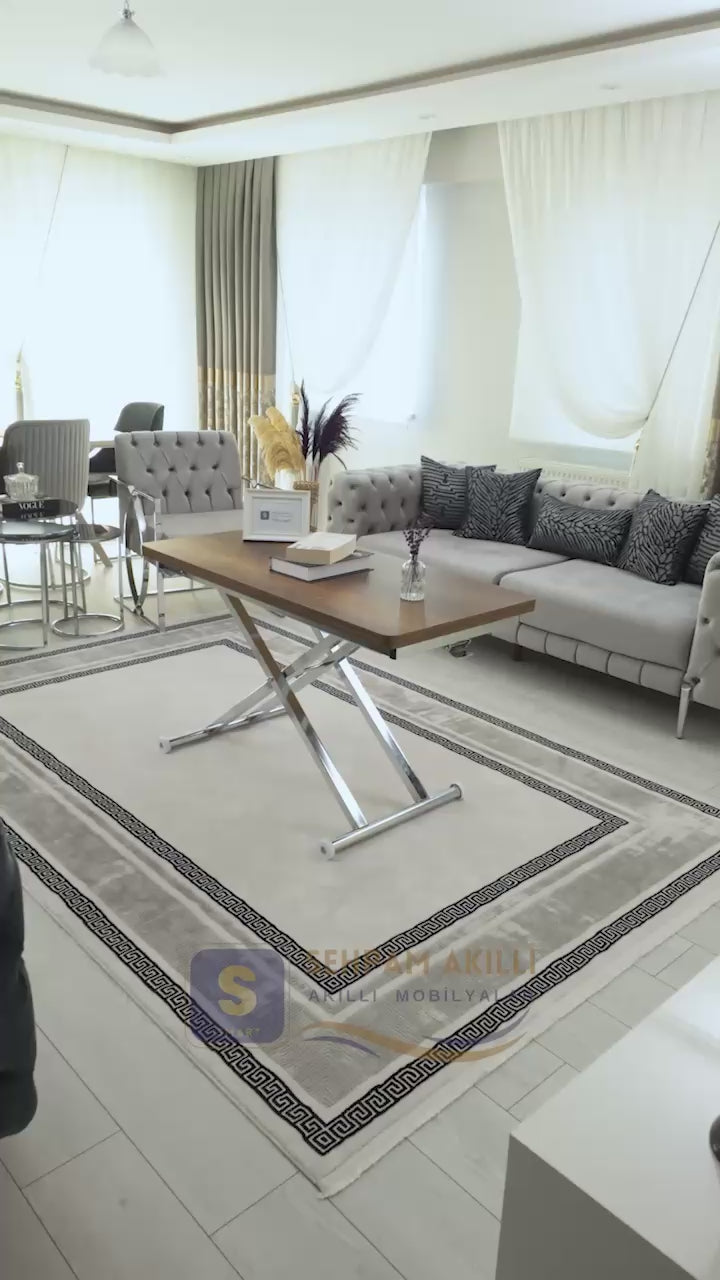Video yükle: Home Akıllı Sehpa – Barok Koyu Ceviz MDF Üst &amp; Krom Kaplama Metal Ayak