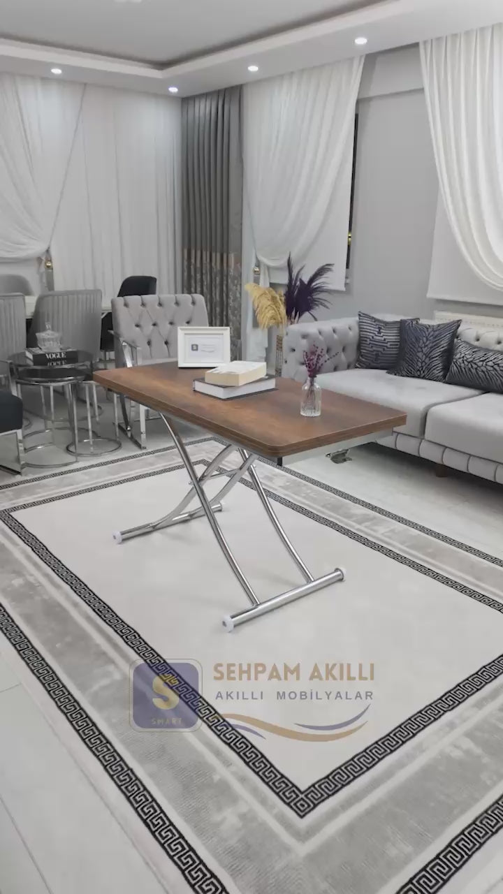 Load video: Juppo Smart Coffee Table – Anti-Scratch MDF Top &amp; Chrome Metal Leg