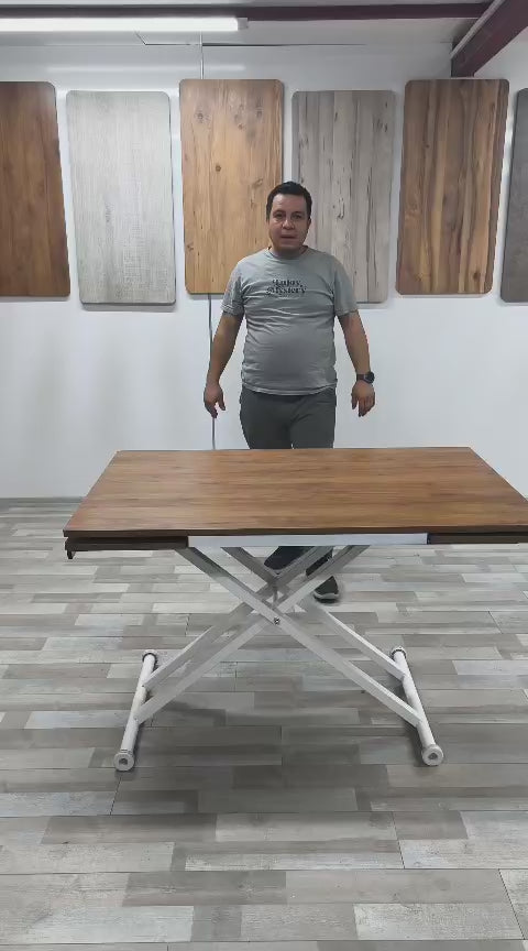 Load video: Smart Table with Side Opening | Walnut MDF Top &amp; Chrome Leg