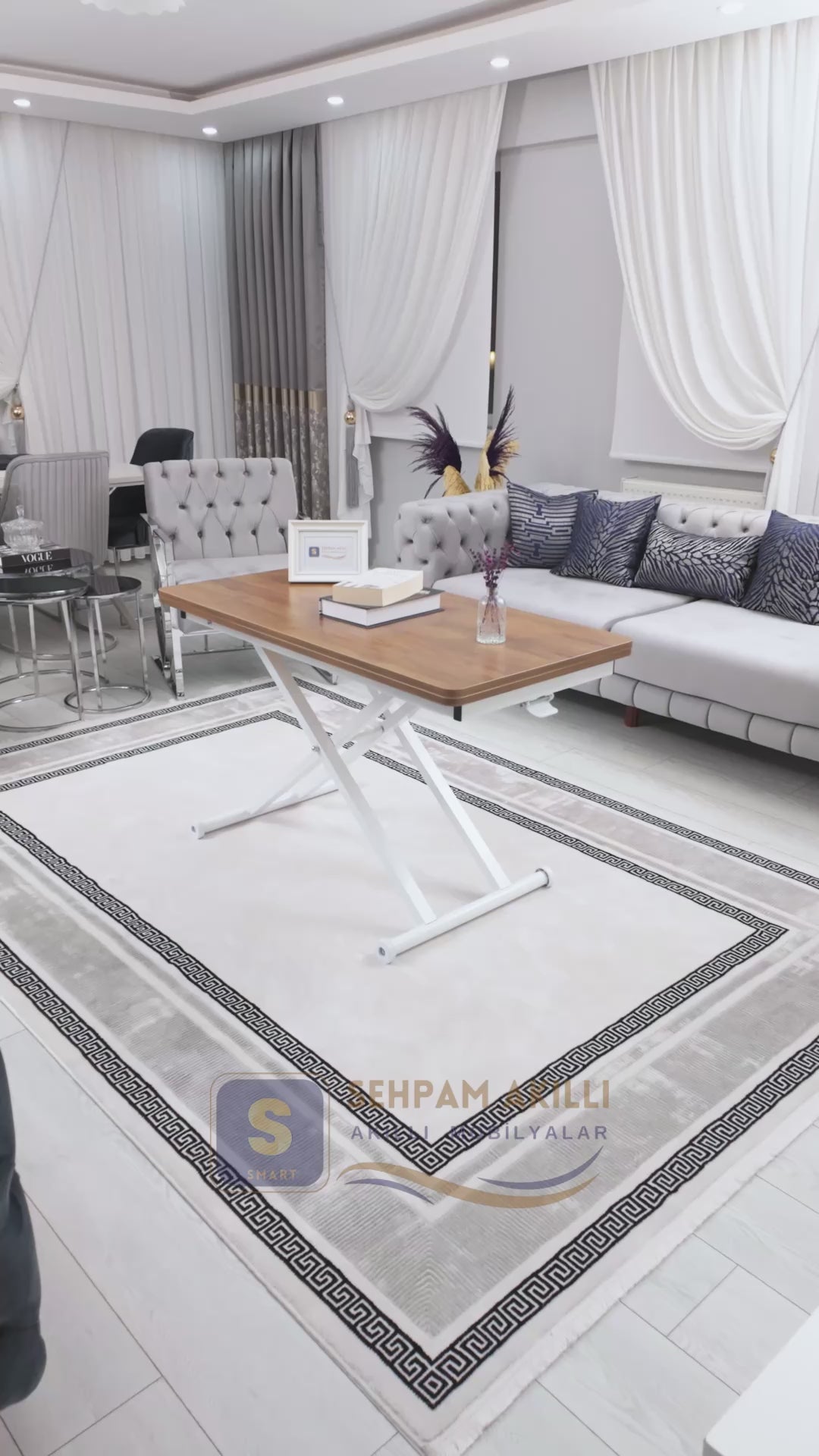 Video yükle: Home Akıllı Sehpa – Ceviz MDF Üst &amp; Beyaz Metal Ayak