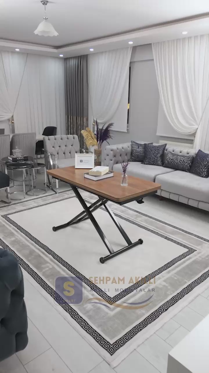 Load video: Home Smart Coffee Table – Walnut MDF Top &amp; Black Metal Leg