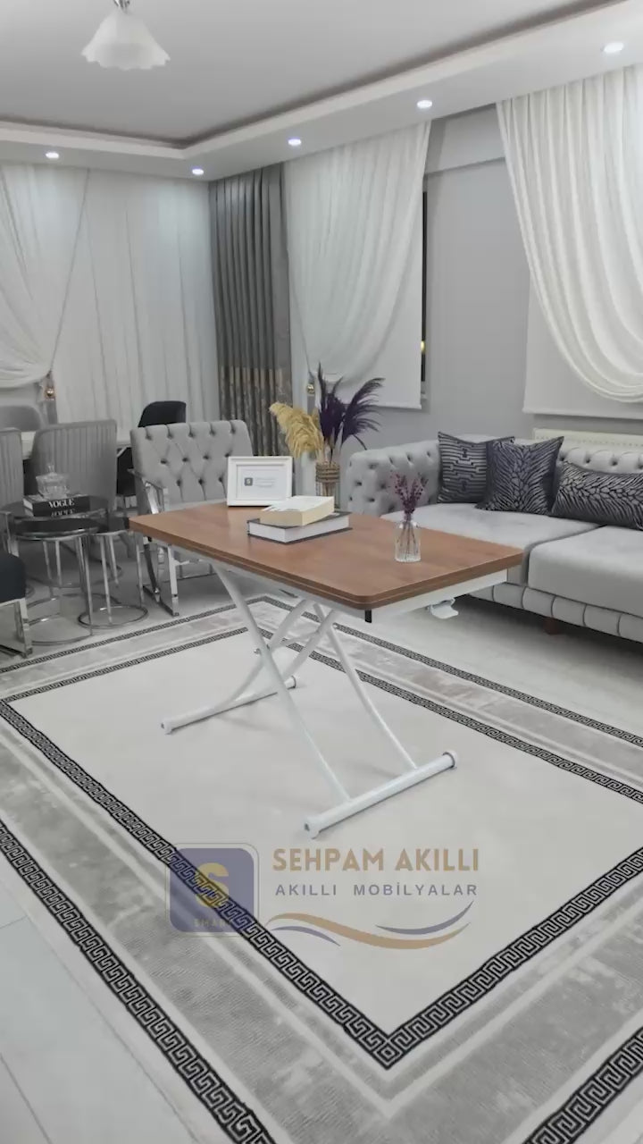Video yükle: Juppo Akıllı Sehpa – Ceviz MDF Üst &amp; Beyaz Metal Ayak