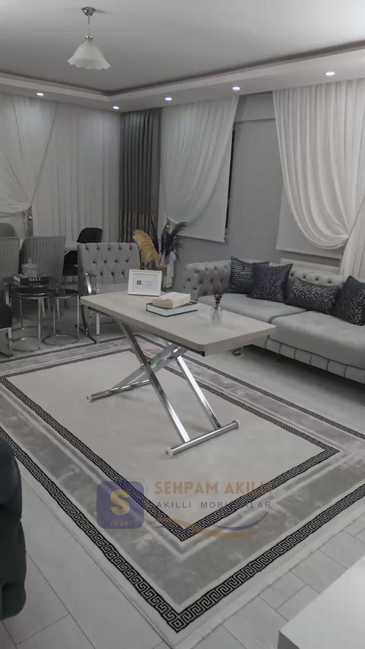 Load video: Home Smart Coffee Table – Lisbon MDF Top &amp; Chrome Plated Metal Legs