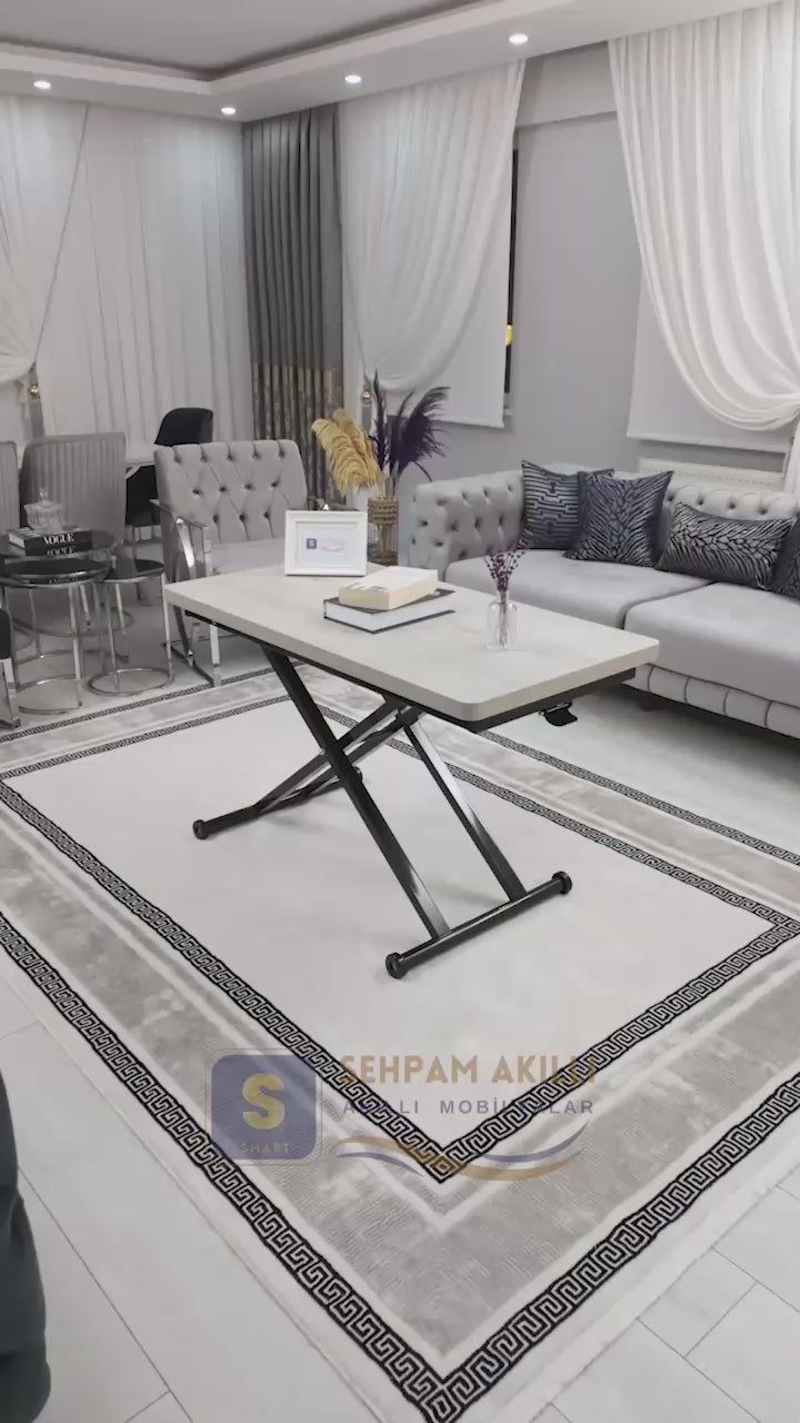 Load video: Home Smart Coffee Table – Lisbon MDF Top &amp; Black Metal Legs