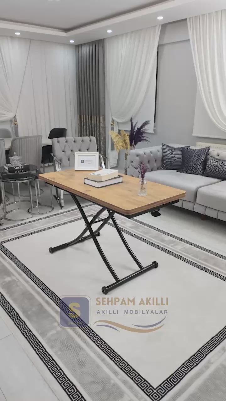 Video yükle: Juppo Akıllı Sehpa – EfesCam MDF Üst &amp; Siyah Metal Ayak