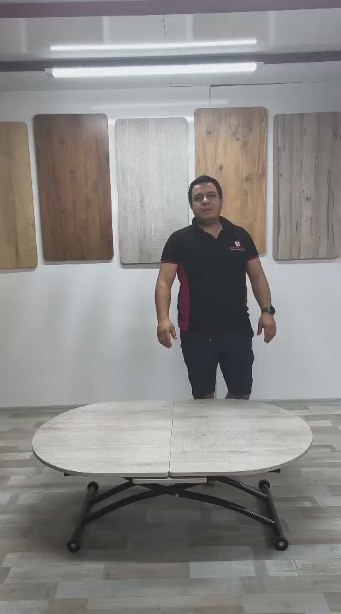 Load video: Oval Extendable Smart Table | Lisbon MDF &amp; Black