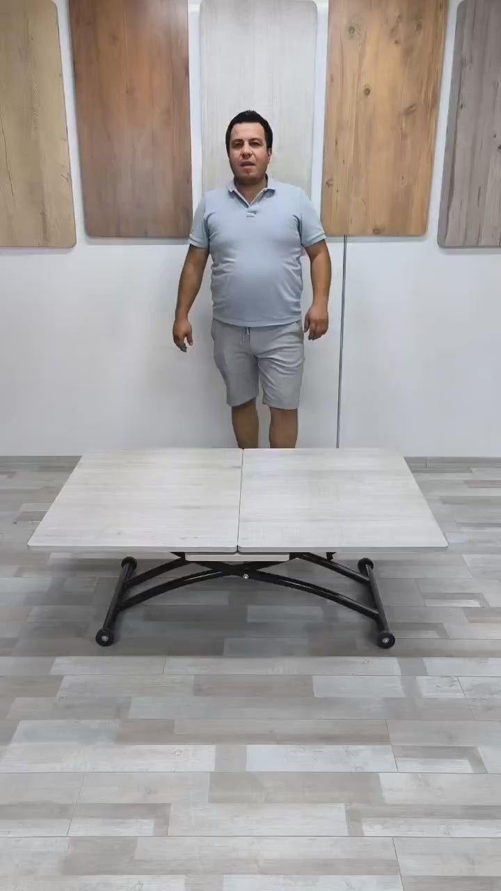 Load video: Extendable Square Smart Table | Lisbon MDF &amp; Black