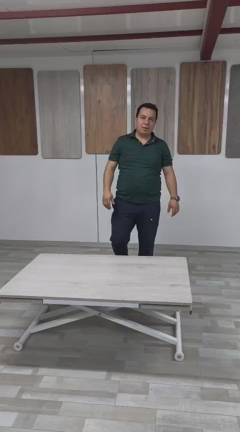 Load video: Side Opening Smart Table | Lisbon MDF &amp; White Leg