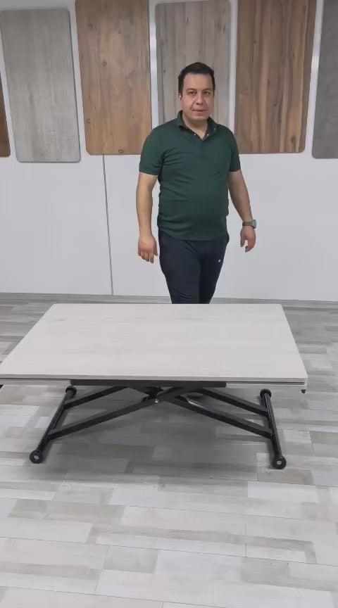 Load video: Side-Opening Smart Table | Lisbon MDF &amp; Black Legs