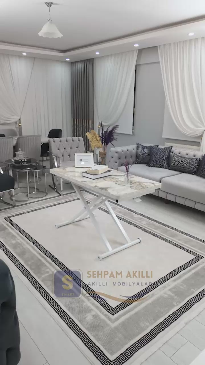 Load video: Home Smart Coffee Table – White Marble MDF Top &amp; White Metal Leg