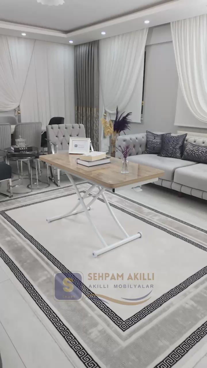 Video yükle: Juppo Akıllı Sehpa – Antiklayt MDF Üst &amp; Beyaz Metal Ayak