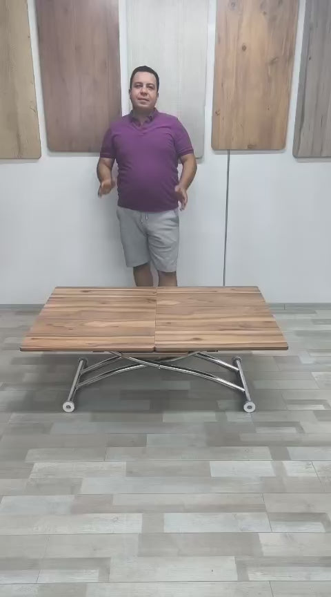 Load video: Square Smart Table with Central Opening | Urartu MDF &amp; Chrome