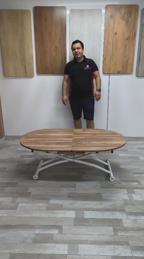 Load video: Oval Extendable Smart Table | Urartu MDF &amp; White