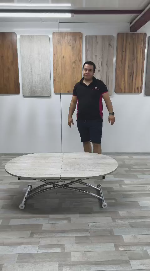 Load video: Oval Extendable Smart Table | Lisbon MDF &amp; Chrome