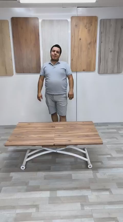 Load video: Square Smart Table with Central Opening | Urartu MDF &amp; White