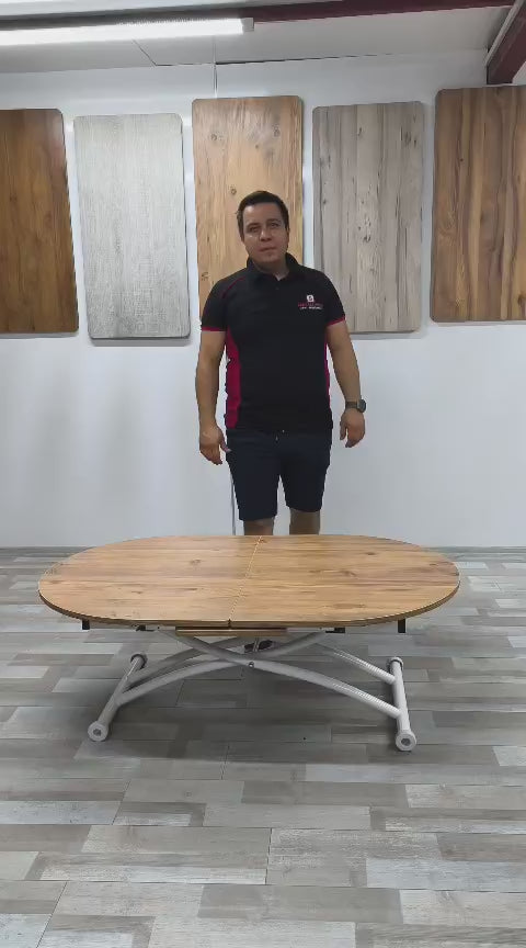 Load video: Oval Extendable Smart Table | EfesCam MDF &amp; White
