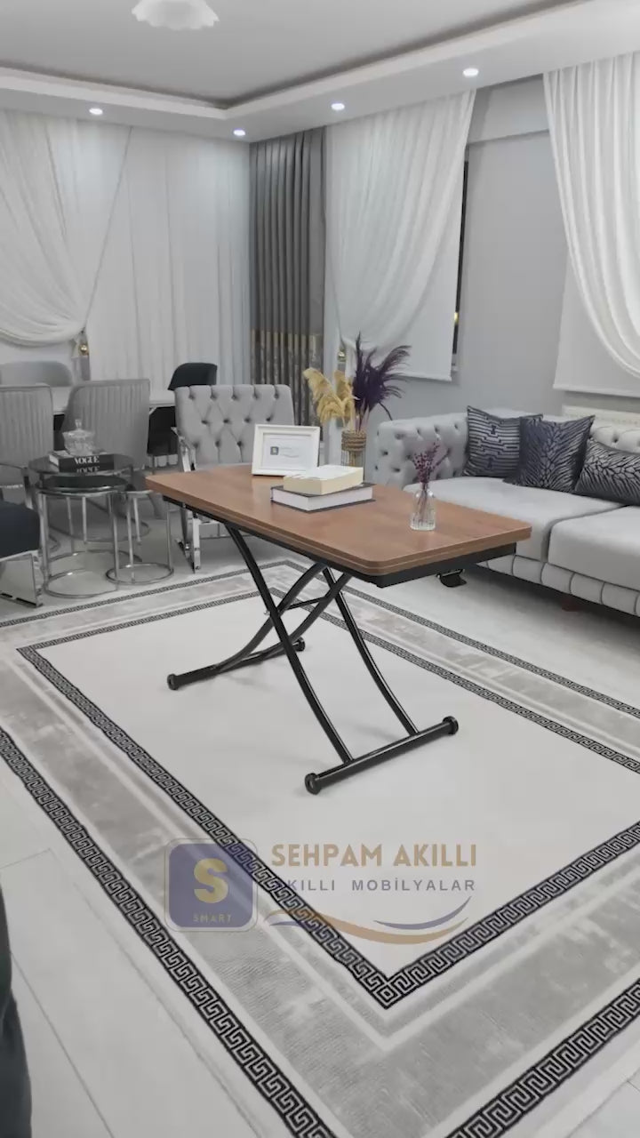 Video yükle: Juppo Akıllı Sehpa – Ceviz MDF Üst &amp; Siyah Metal Ayak