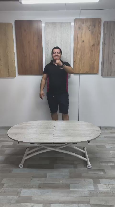 Load video: Oval Extendable Smart Table | Lisbon MDF &amp; White