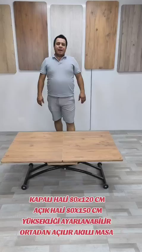 Load video: Extendable Square Smart Table | EfesCam MDF &amp; Black