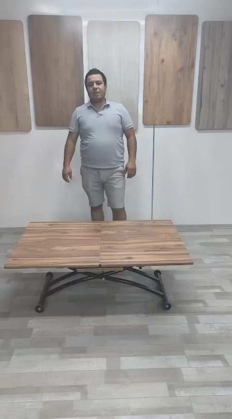 Load video: Center-Opening Square Smart Table | Urartu MDF &amp; Black