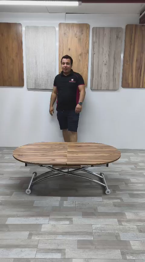 Load video: Center Opening Oval Smart Table | Urartu MDF &amp; Chrome