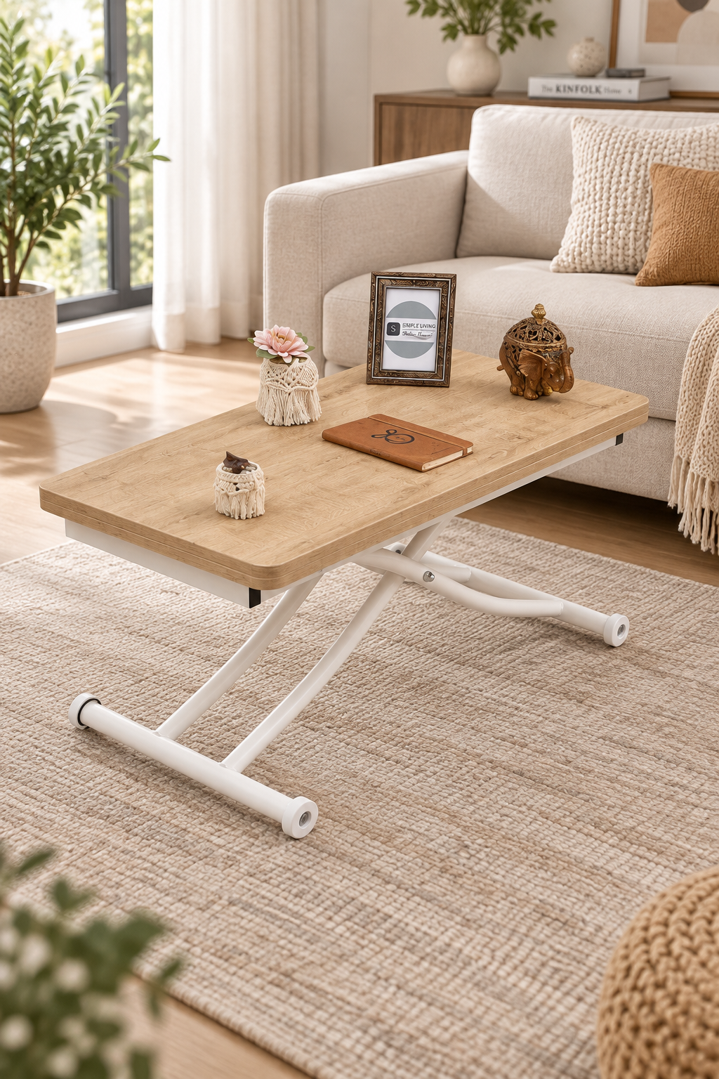 Mini Juppo Smart Coffee Table – White MDF Top & White Metal Leg