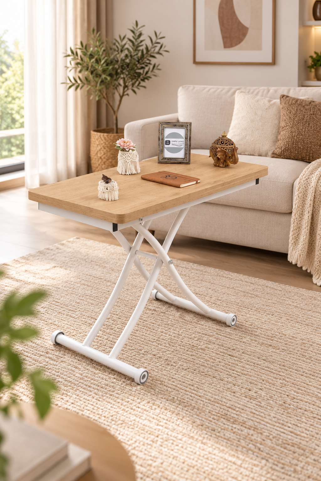 Mini Juppo Smart Coffee Table – White MDF Top & White Metal Leg