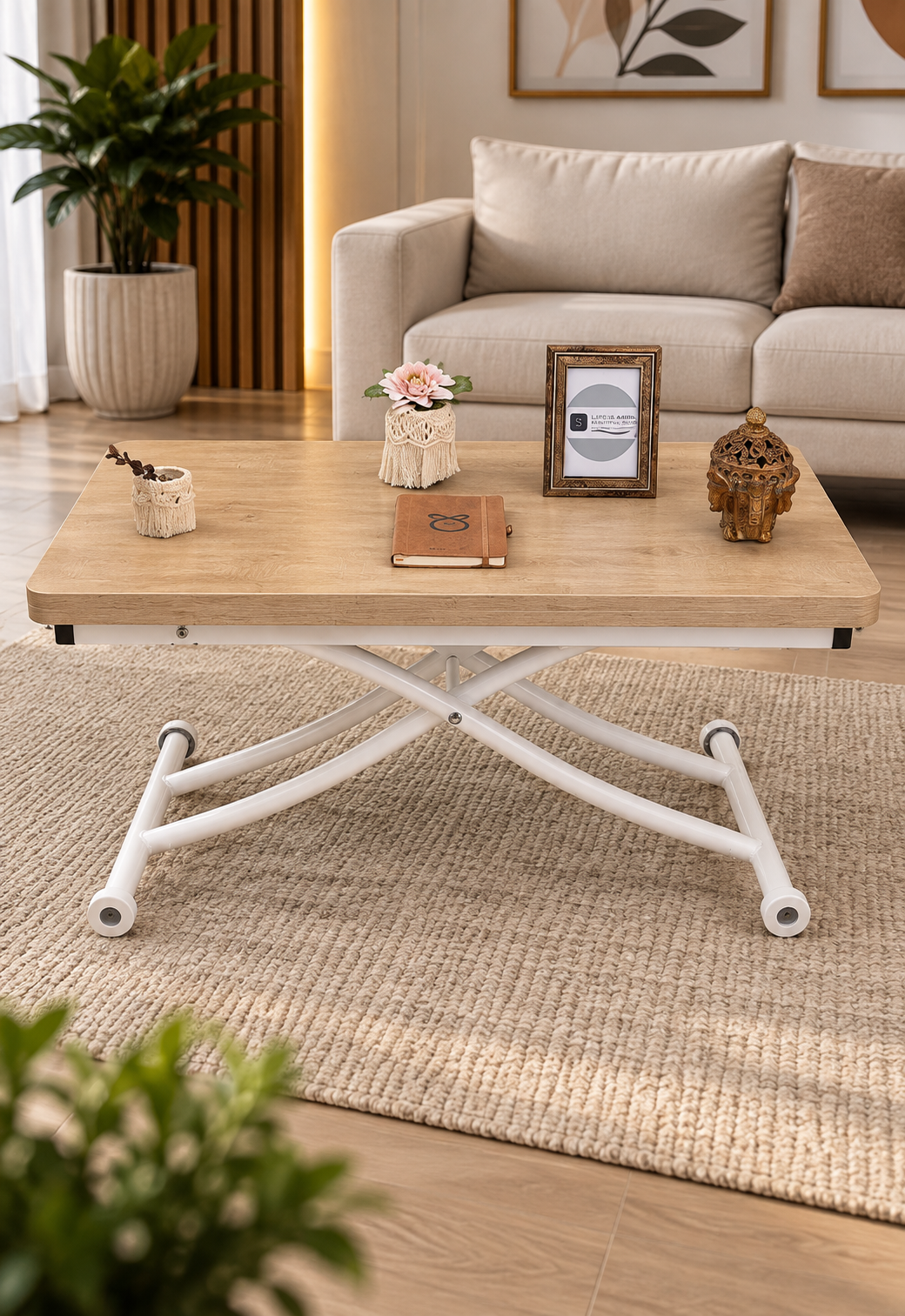 Mini Juppo Smart Coffee Table – White MDF Top & White Metal Leg