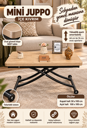 Mini Juppo Smart Coffee Table – Antique Light MDF Top & Black Metal Leg