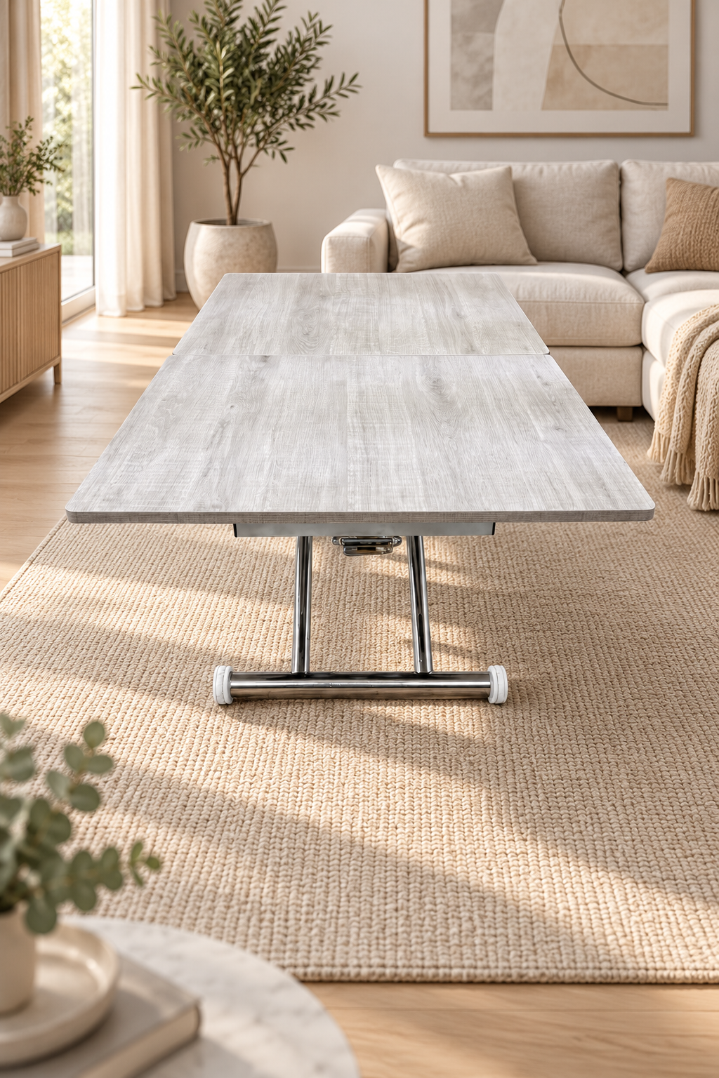 Extendable Square Smart Table | Lisbon MDF & Chrome