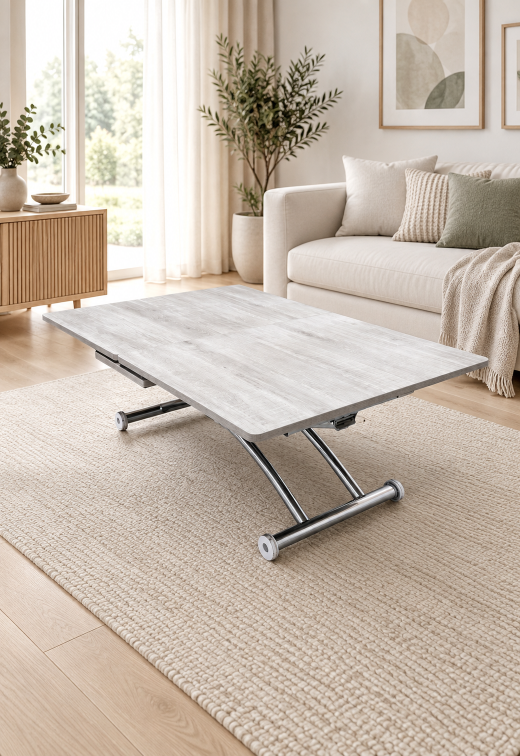 Extendable Square Smart Table | Lisbon MDF & Chrome