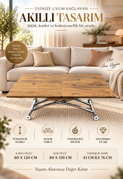 Center-Opening Square Smart Table | EfesCam MDF & Chrome