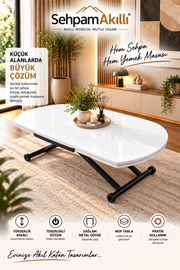 Oval Side-Opening Smart Table | Lisbon MDF & Black
