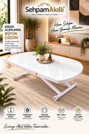 Oval Side-Opening Smart Table | Lisbon MDF & White