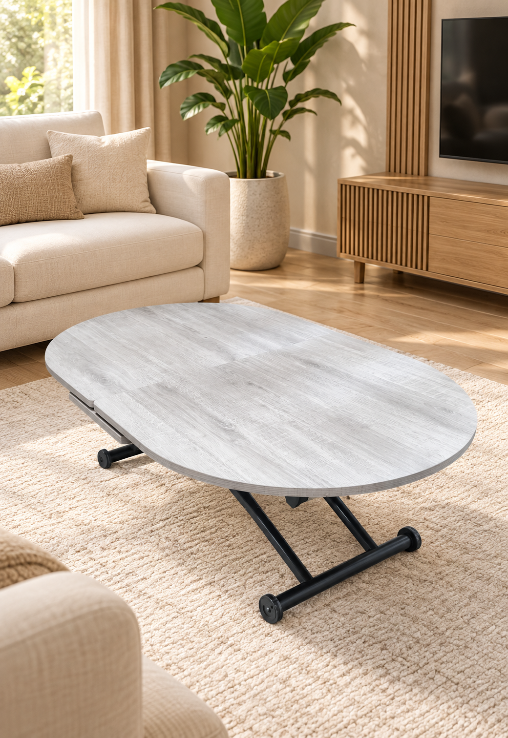 Oval Extendable Smart Table | Lisbon MDF & Black