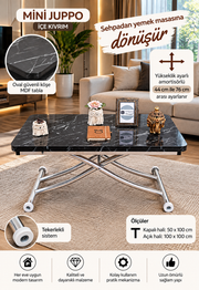 Mini Juppo Smart Side Table – Black Marble MDF Top & Chrome Plated Metal Legs