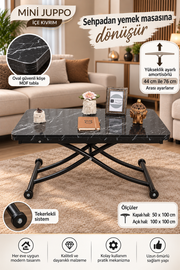Mini Juppo Smart Coffee Table – Black Marble MDF Top & Black Metal Leg