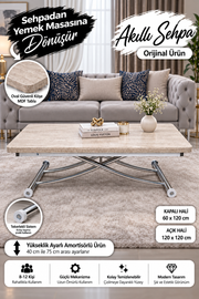 Juppo Smart Coffee Table – Travertine MDF Top & Chrome Metal Legs