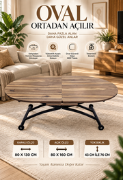 Center-Opening Oval Smart Table | Urartu MDF & Black