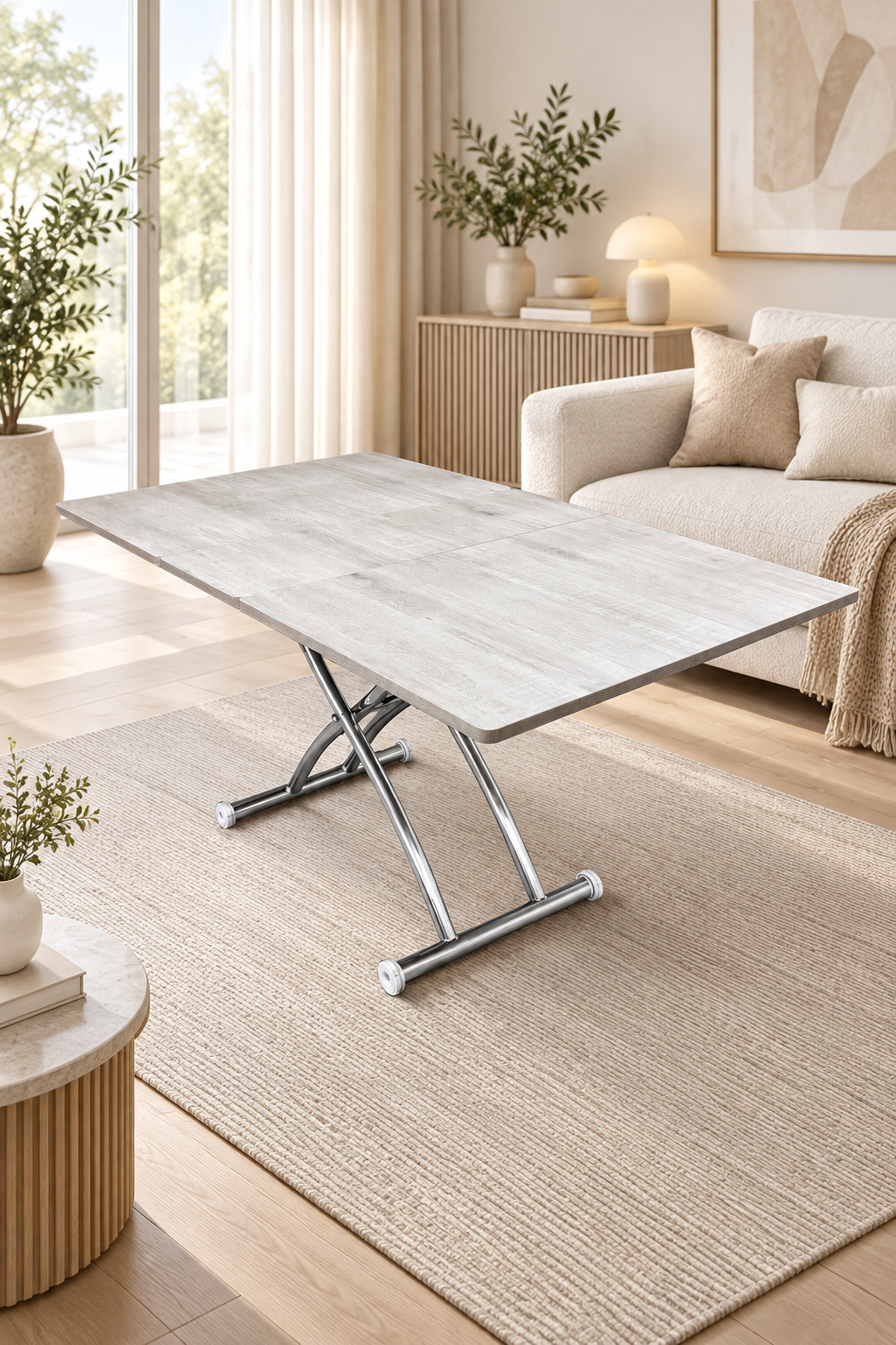 Extendable Square Smart Table | Lisbon MDF & Chrome