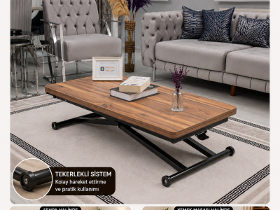 Home Üst Tabla Mdf Urartu Oval Köşe Alt Ayak Siyah Renk