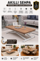 Home Üst Tabla MDF Urartu Oval Köşe Alt Ayak Beyaz Renk Akıllı Sehpa