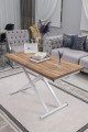 Home Üst Tabla MDF Urartu Oval Köşe Alt Ayak Beyaz Renk Akıllı Sehpa