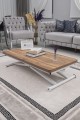 Home Üst Tabla MDF Urartu Oval Köşe Alt Ayak Beyaz Renk Akıllı Sehpa