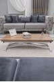 Home Üst Tabla MDF Urartu Oval Köşe Alt Ayak Beyaz Renk Akıllı Sehpa