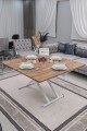 Home Üst Tabla MDF Urartu Oval Köşe Alt Ayak Beyaz Renk Akıllı Sehpa